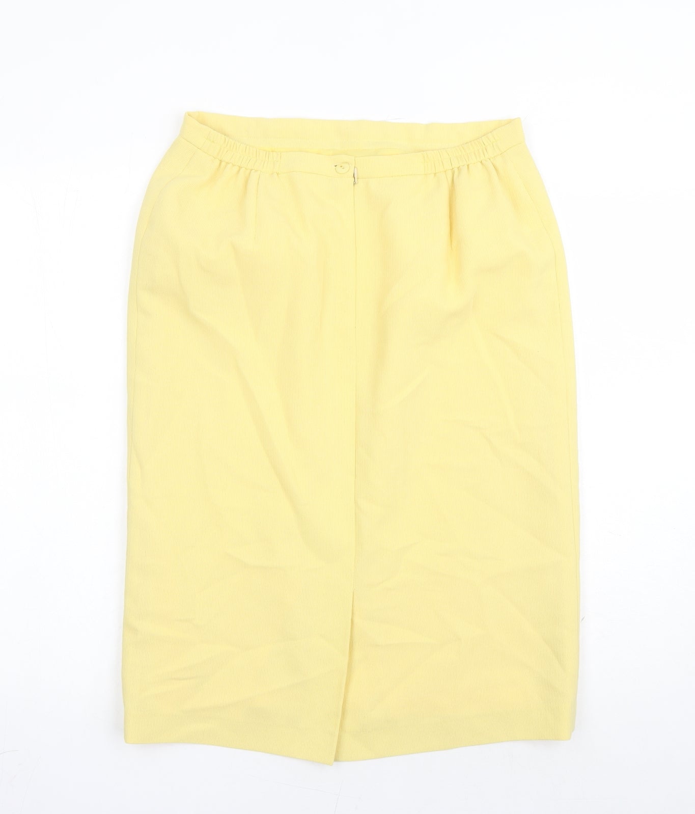 Janine Pauporte Womens Yellow Polyester A-Line Skirt Size 32 in Zip - Elasticated Waist Lined