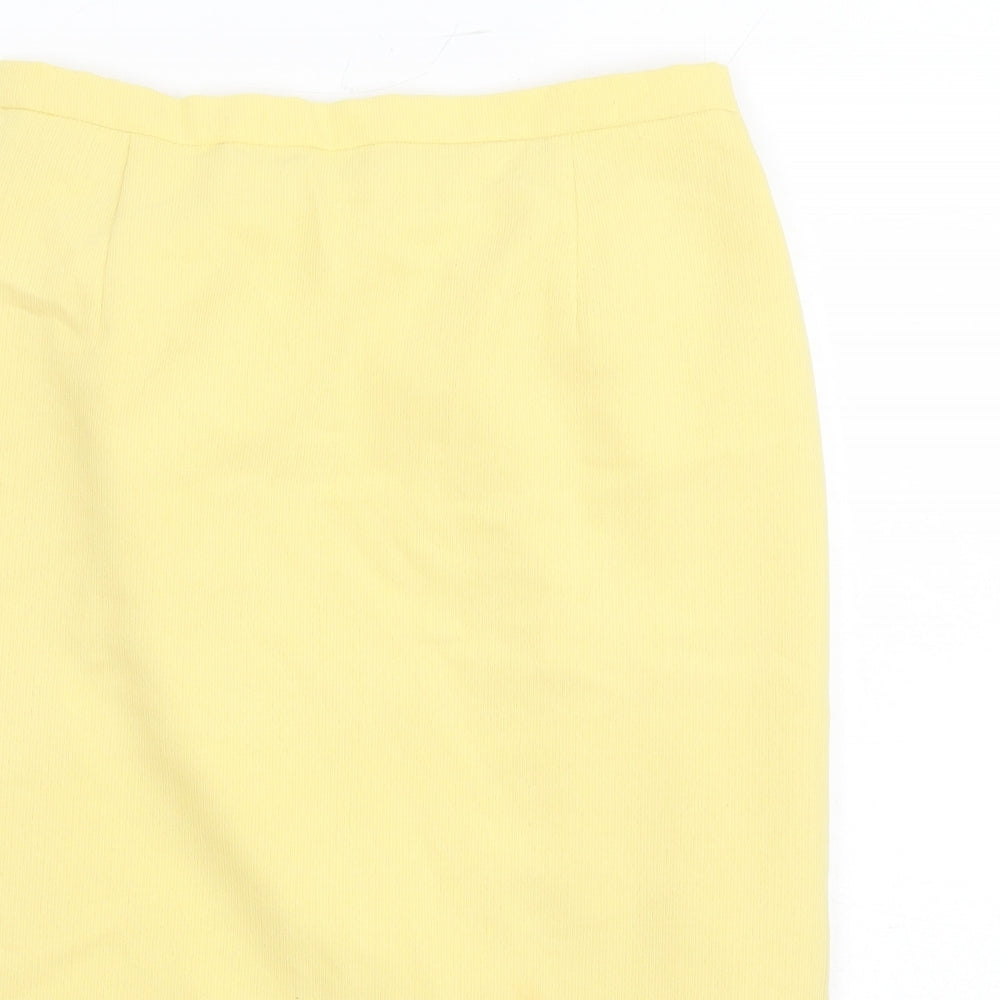 Janine Pauporte Womens Yellow Polyester A-Line Skirt Size 32 in Zip - Elasticated Waist Lined