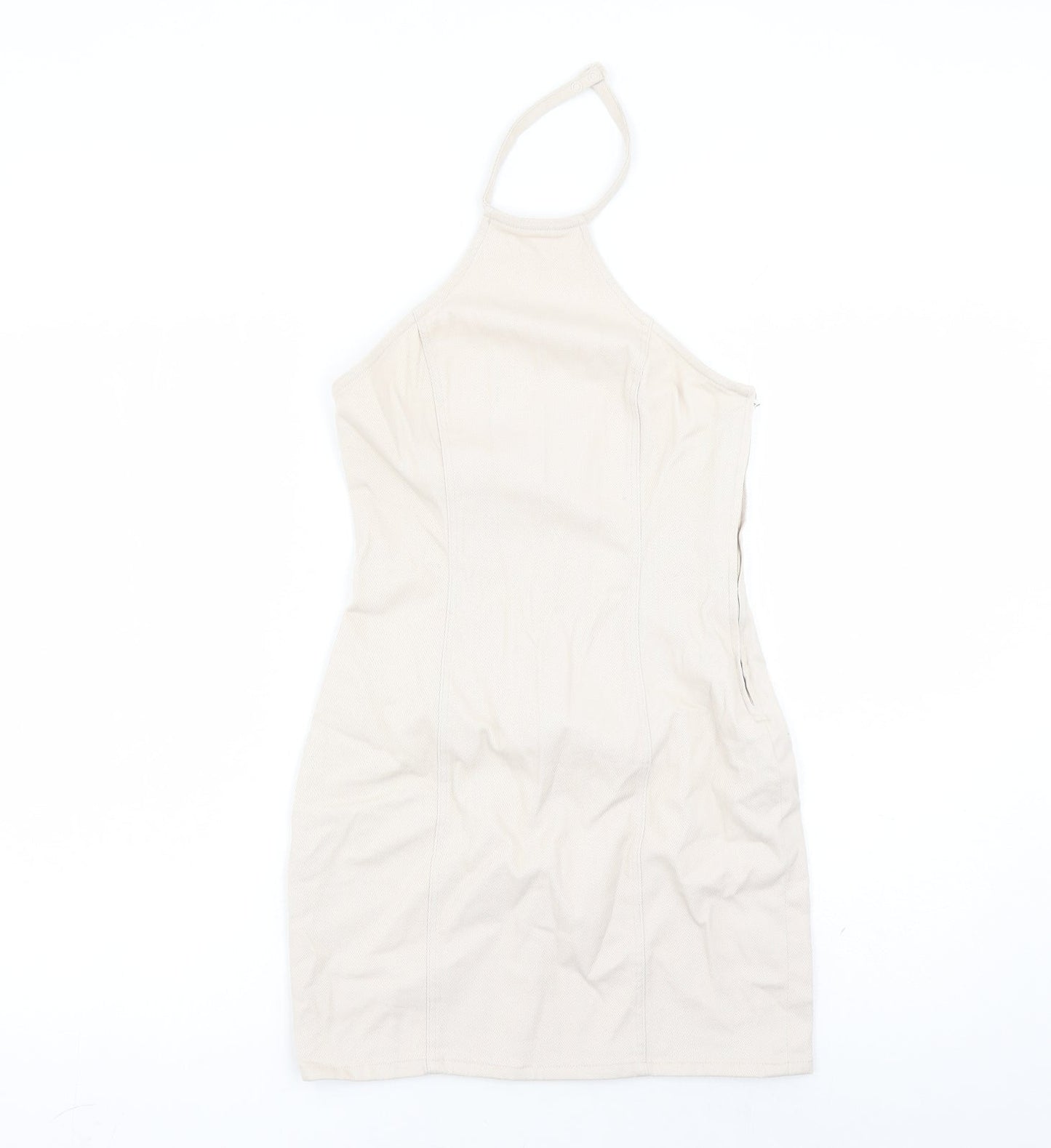 Divided by H&M Womens Beige Cotton Mini Size S Halter Zip