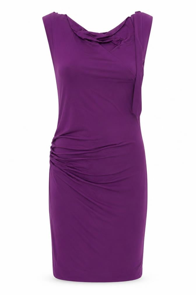 Celeb Boutique Womens Purple Polyester Bodycon Size M Cowl Neck Pullover - Chain Detail