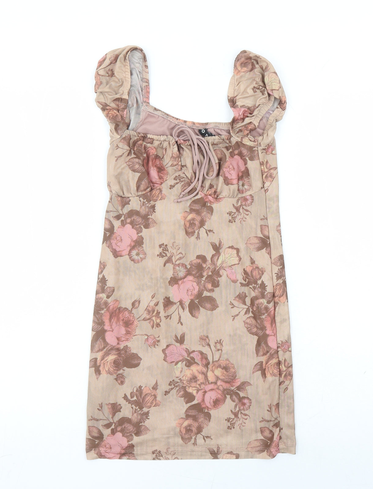 Motel Womens Brown Floral Polyester Mini Size XS Round Neck Pullover