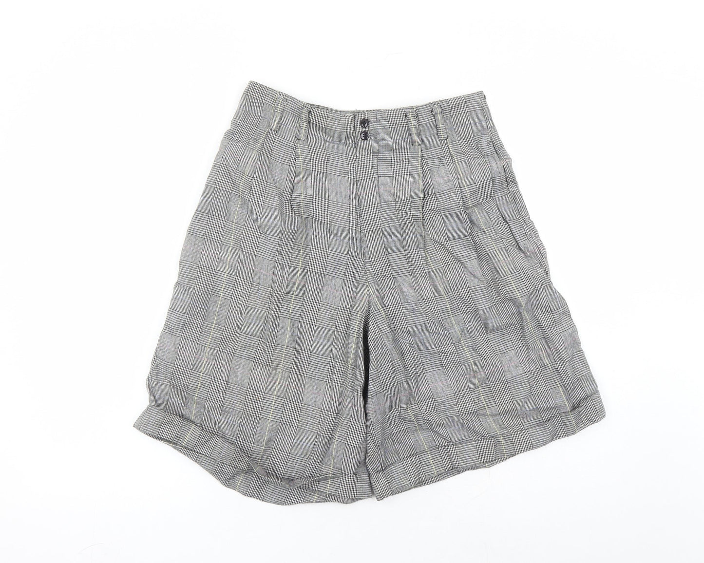 Liz Sport Womens Grey Plaid Cotton Chino Shorts Size 10 L9 in Regular Zip