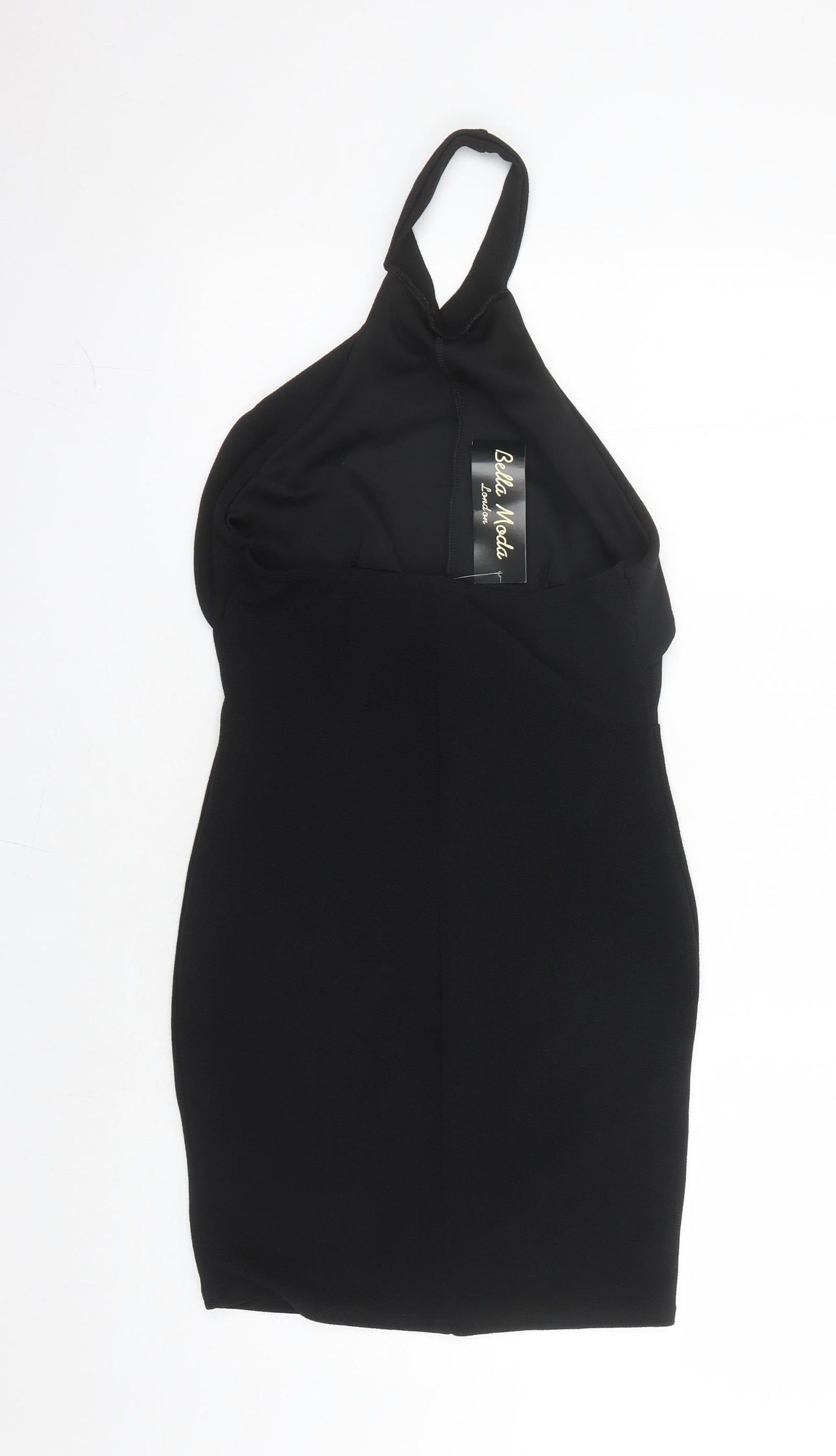 Bella London Womens Black Polyester Bodycon Size 10 Halter Pullover