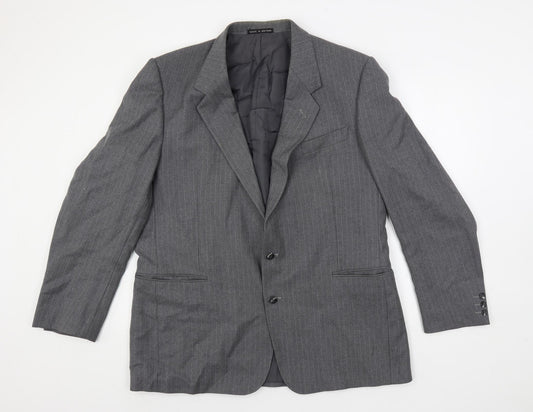 Dunn & Co Mens Grey Striped Wool Jacket Suit Jacket Size 46 Regular