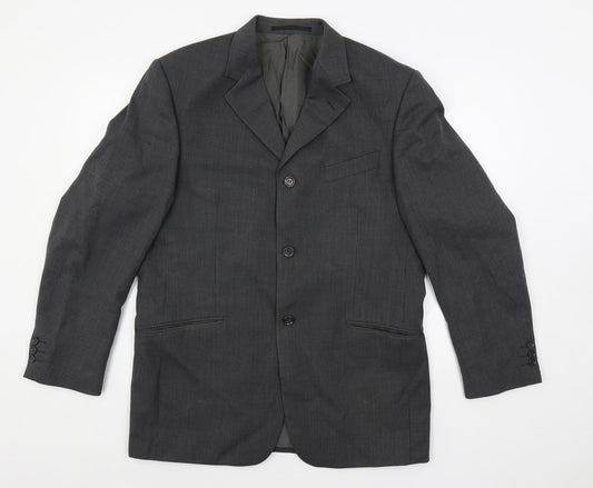 REMUS Mens Grey Striped Polyester Jacket Suit Jacket Size 40 Regular
