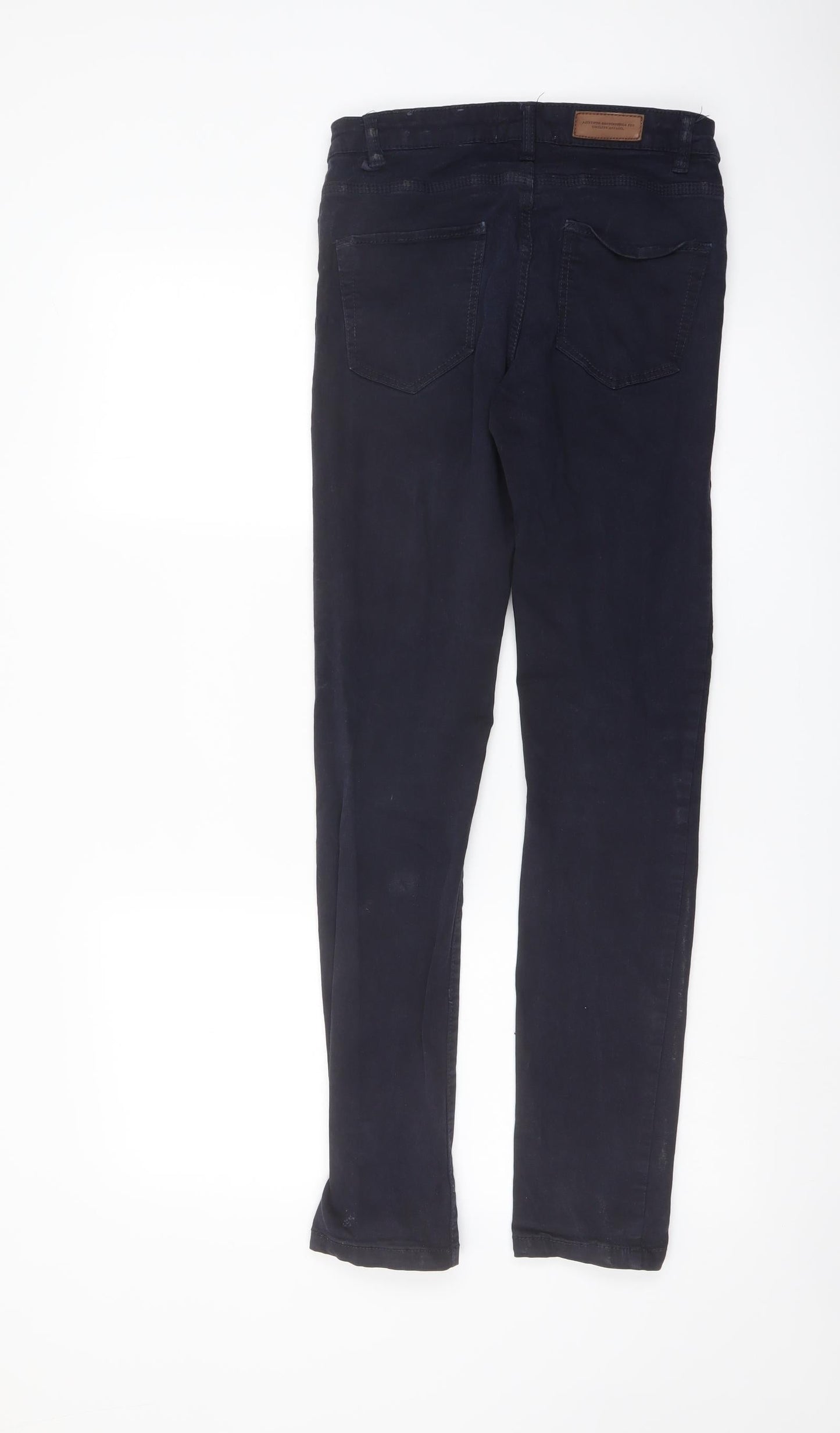 H&M Womens Blue Cotton Straight Jeans Size 8 L29 in Regular Button