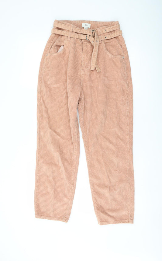 River Island Womens Pink Cotton Trousers Size 8 L24 in Regular Button