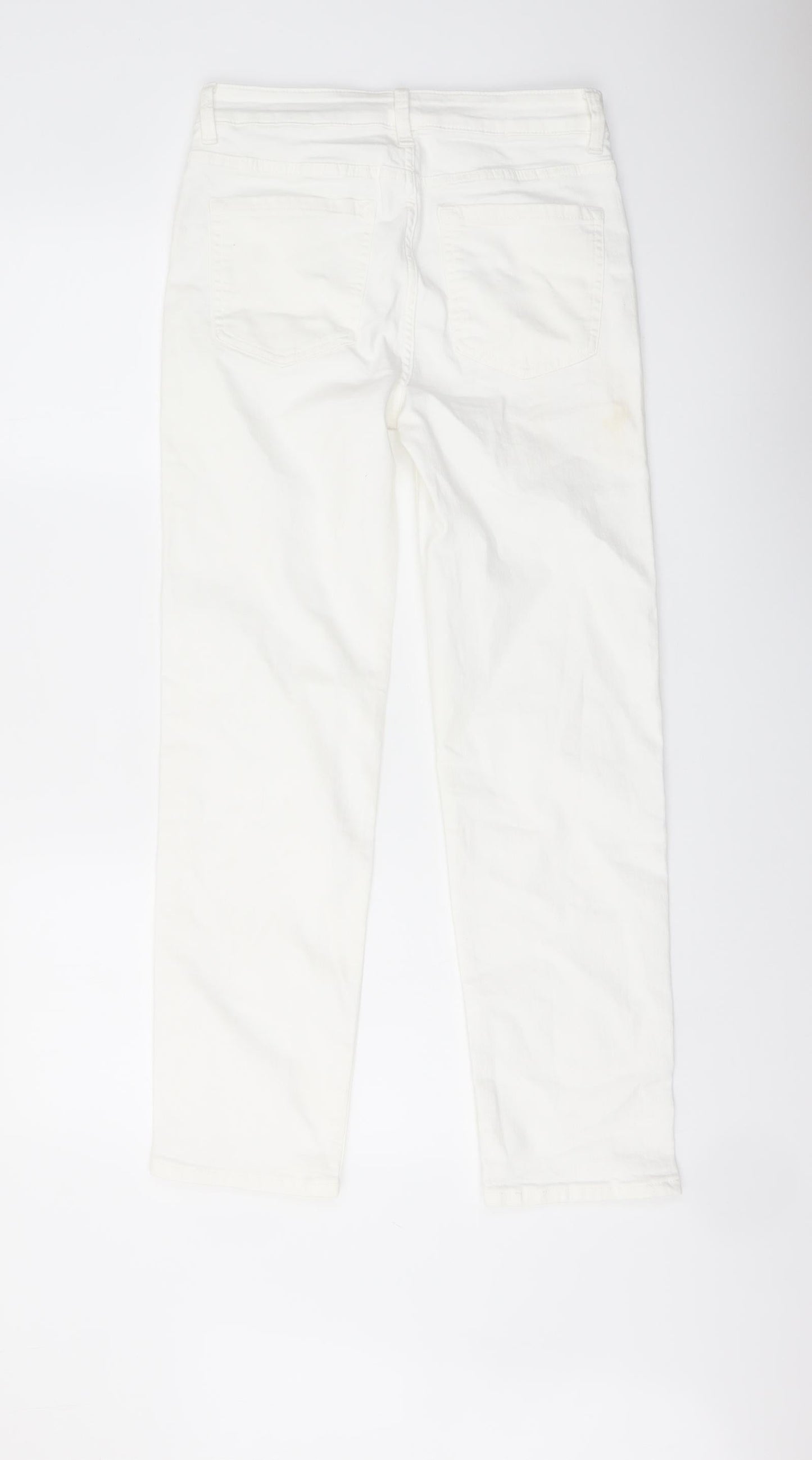 Marks and Spencer Womens Ivory Cotton Straight Jeans Size 10 L27 in Regular Button