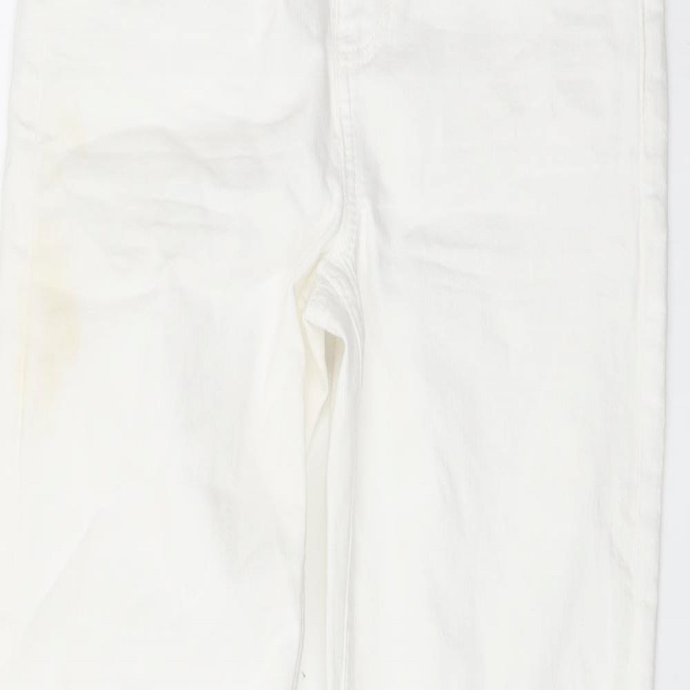 Marks and Spencer Womens Ivory Cotton Straight Jeans Size 10 L27 in Regular Button