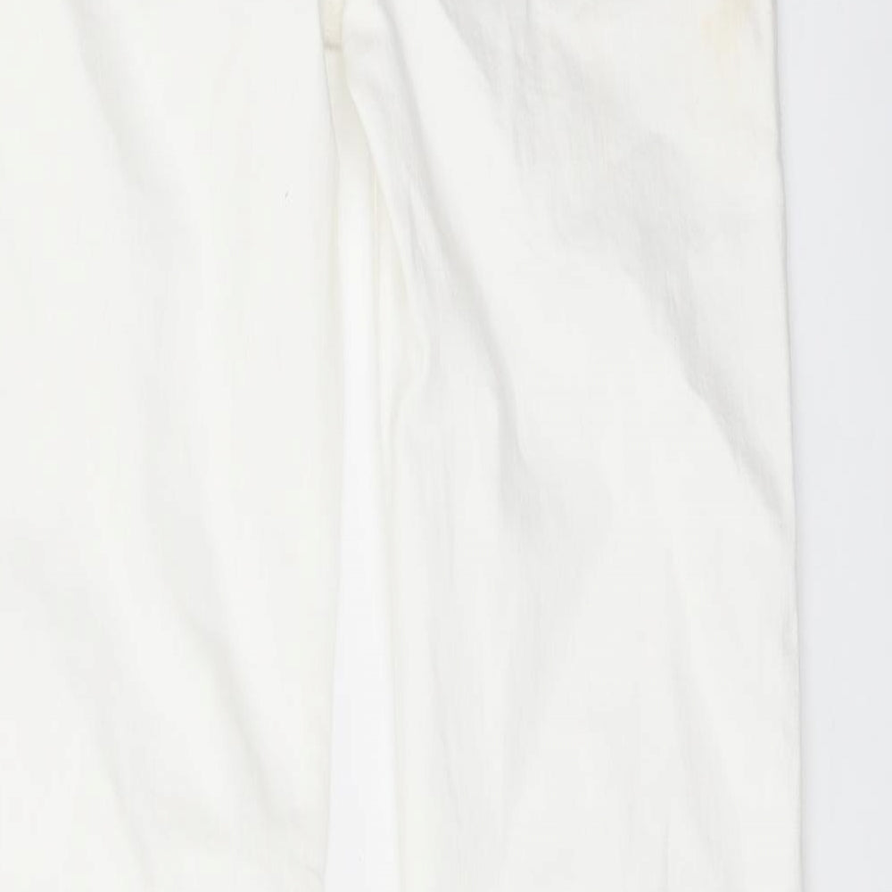 Marks and Spencer Womens Ivory Cotton Straight Jeans Size 10 L27 in Regular Button