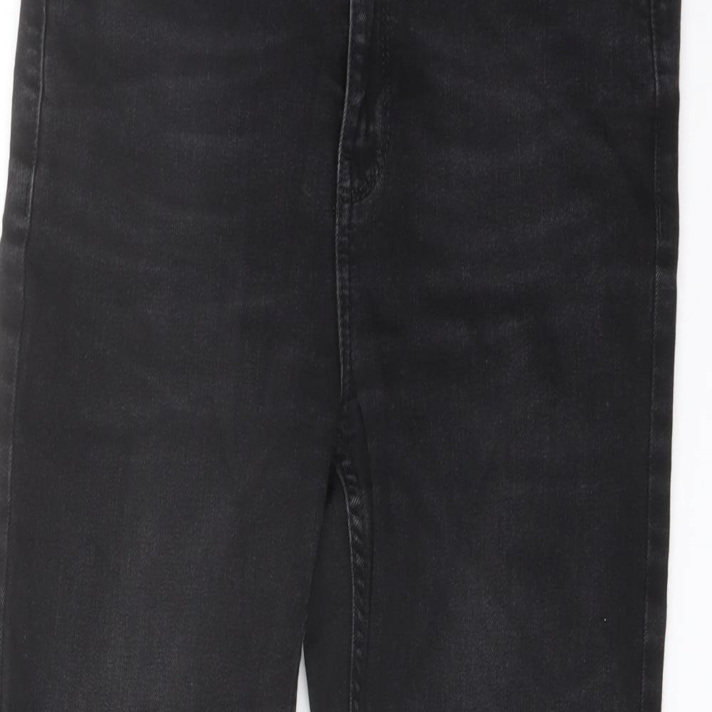 Marks and Spencer Womens Black Cotton Straight Jeans Size 10 L25 in Regular Button