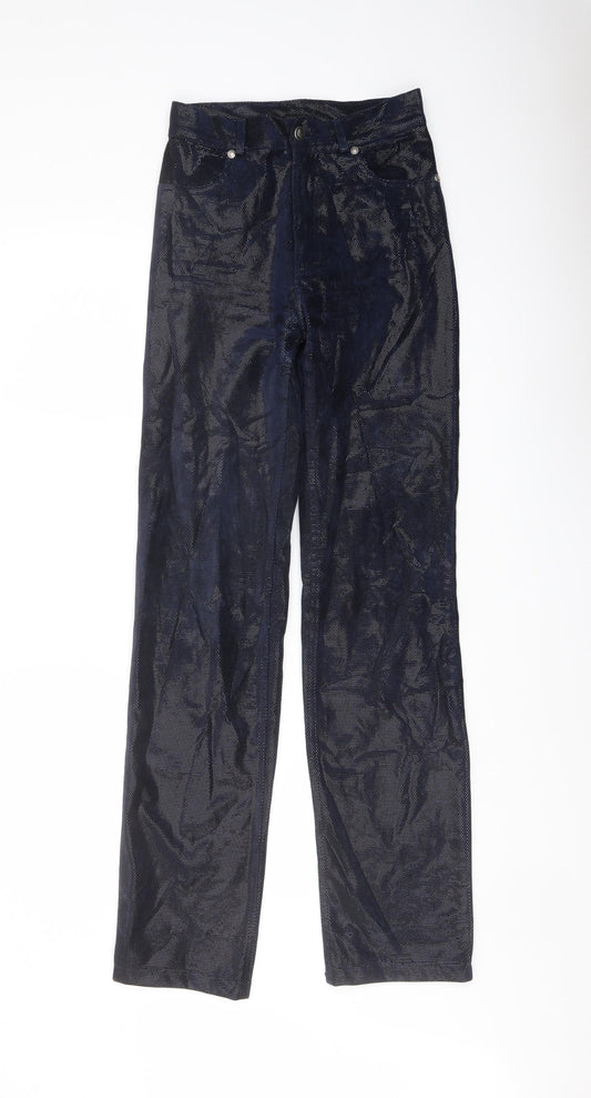 Red Apple Womens Blue Cotton Trousers Size 28 in L32 in Regular Button