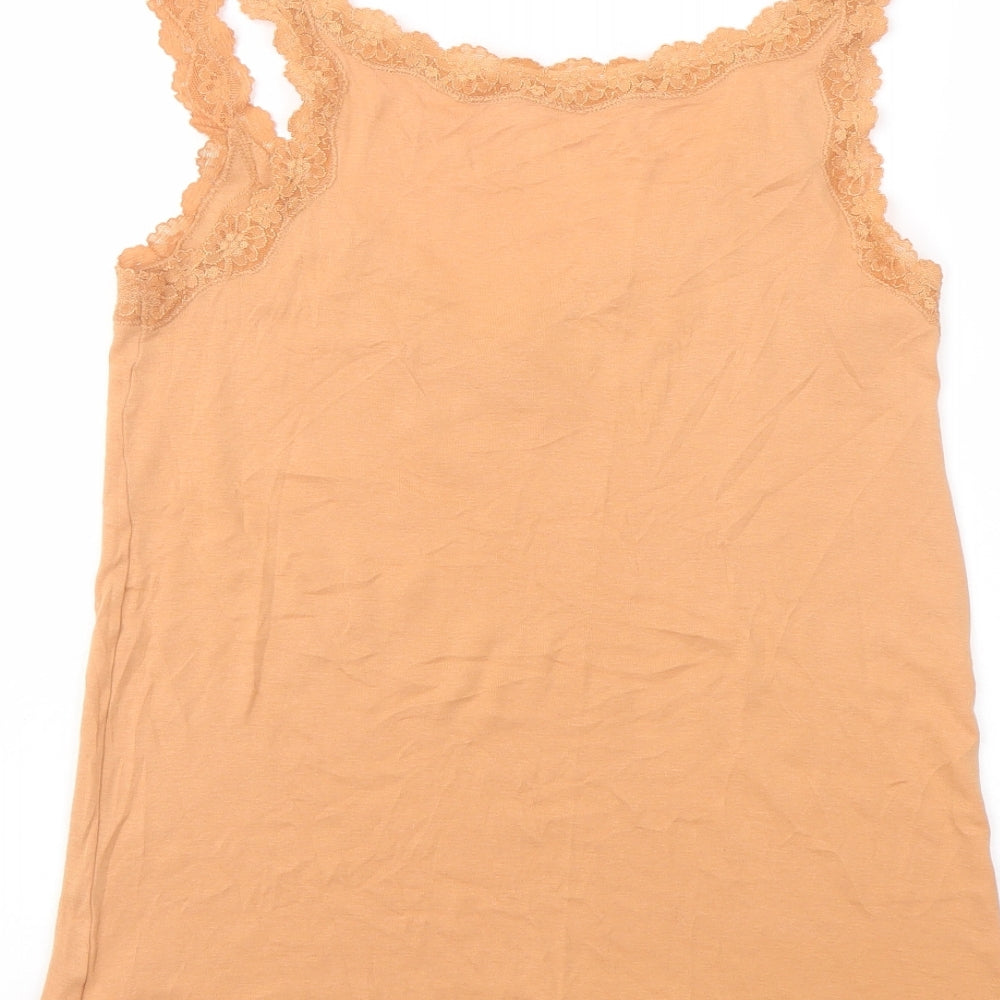 Gap Womens Orange Cotton Basic T-Shirt Size L V-Neck