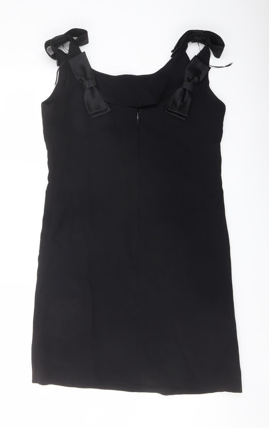 Blanes Womens Black Polyester Pencil Dress Size 16 Round Neck Zip