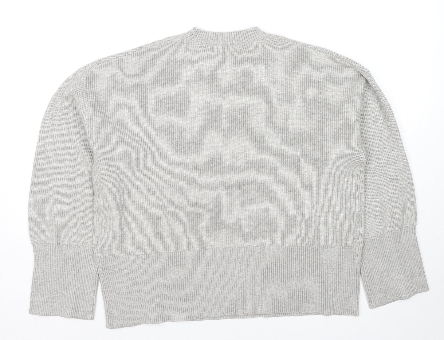 Marks and Spencer Womens Grey Round Neck Viscose Pullover Jumper Size M