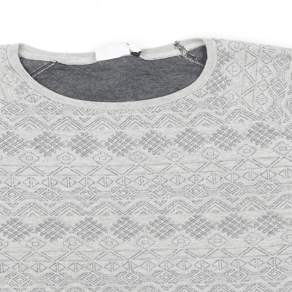 New Look Womens Grey Geometric Cotton Pullover Sweatshirt Size 14 Pullover