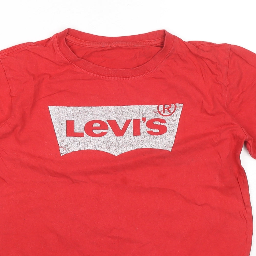 Levi's Boys Red Cotton Basic T-Shirt Size 16 Years Round Neck Pullover - Logo