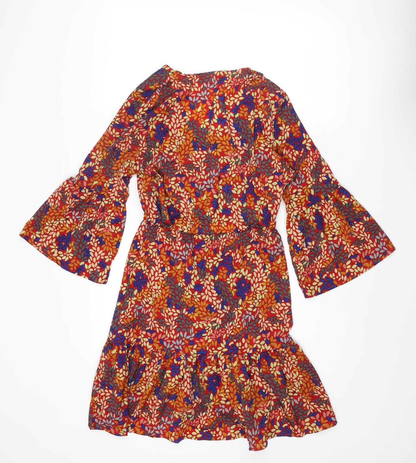 Jubylee Womens Multicoloured Geometric Viscose A-Line Size S V-Neck Pullover - Floral Print Size S-M