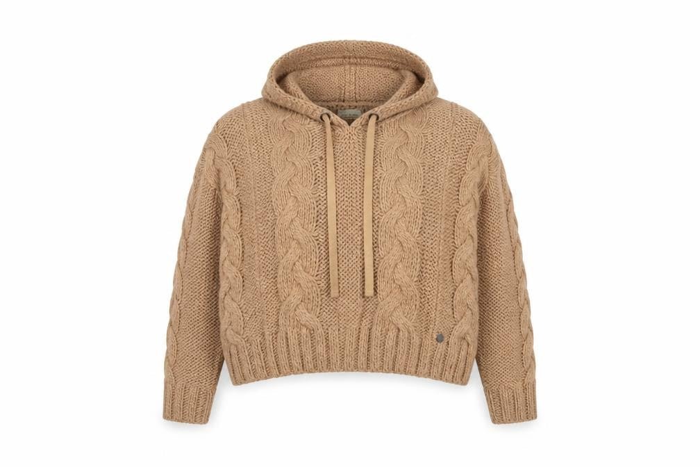 BSB Womens Beige Round Neck Acrylic Pullover Jumper Size M - Hooded Cropped