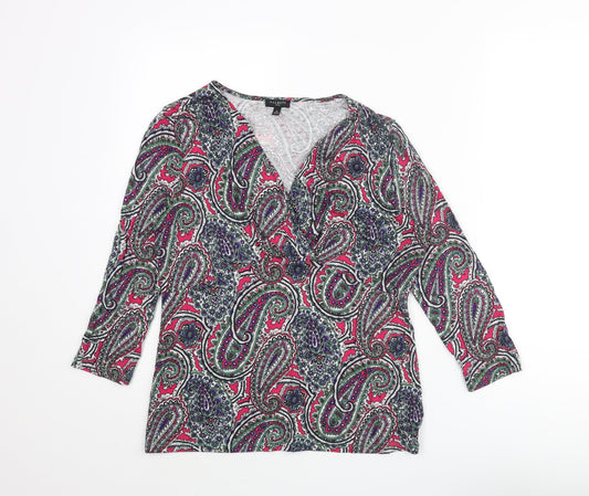 Tablots Womens Multicoloured Paisley Viscose Basic Blouse Size S V-Neck