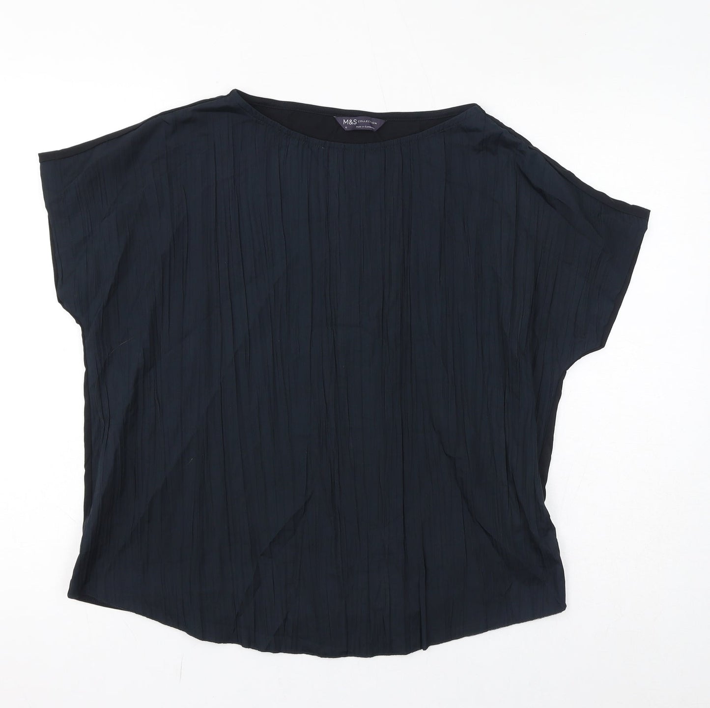 Marks and Spencer Womens Black Polyester Basic T-Shirt Size 12 Round Neck