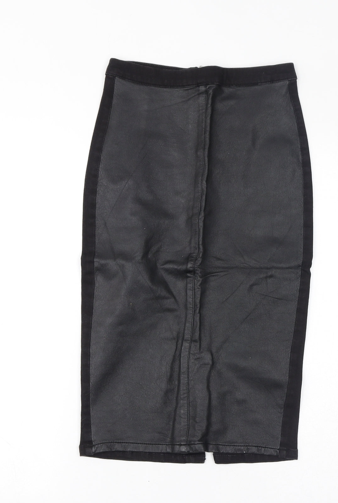Topshop Womens Black Cotton Straight & Pencil Skirt Size 6 Zip