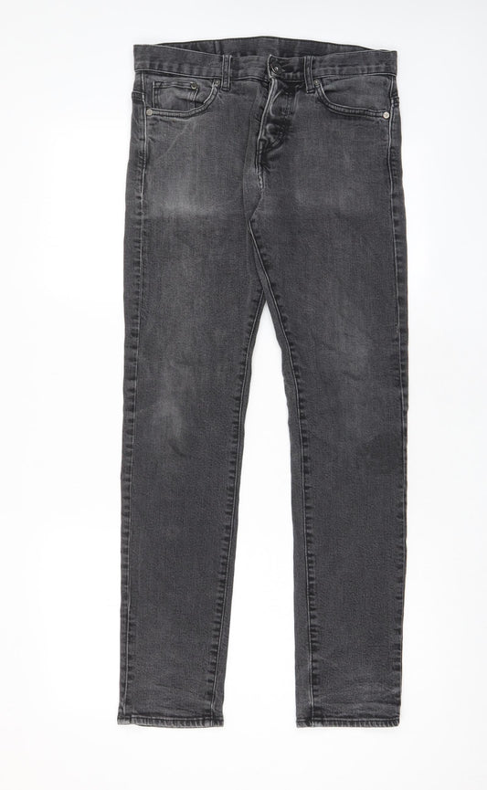 H&M Mens Grey Cotton Skinny Jeans Size 30 in L32 in Regular Zip - Pockets