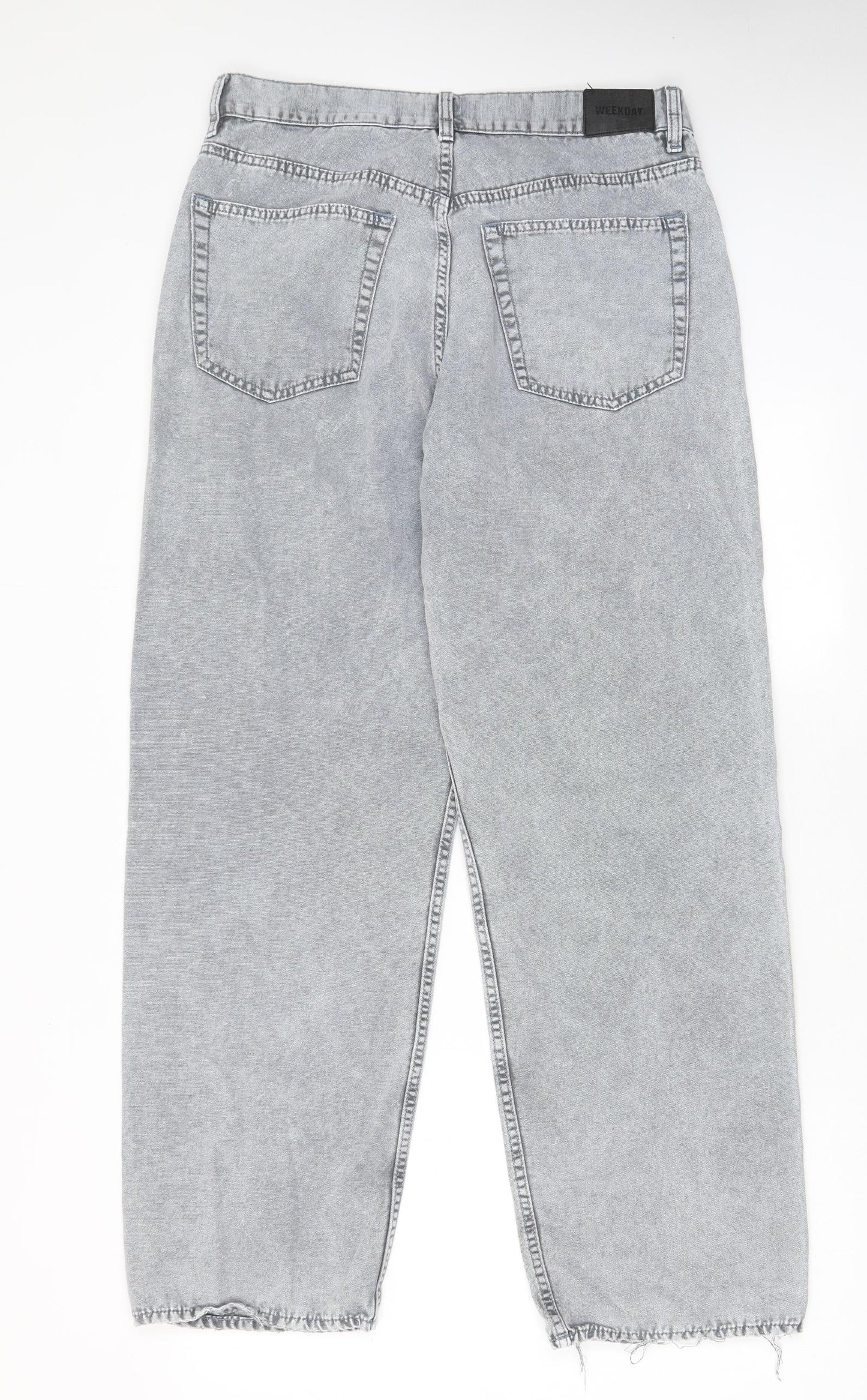 Weekday Womens Grey Cotton Straight Jeans Size 32 in L30 in Regular Zip - Pockets