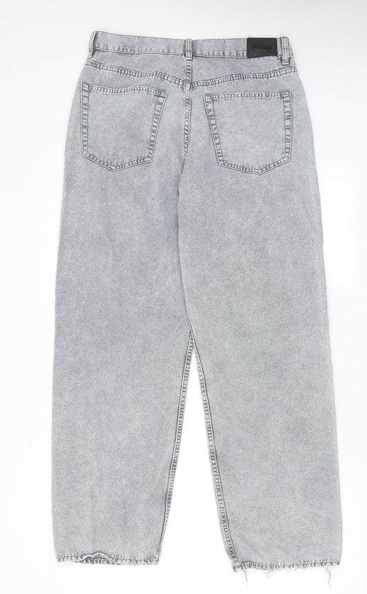 Weekday Womens Grey Cotton Straight Jeans Size 32 in L30 in Regular Zip - Pockets