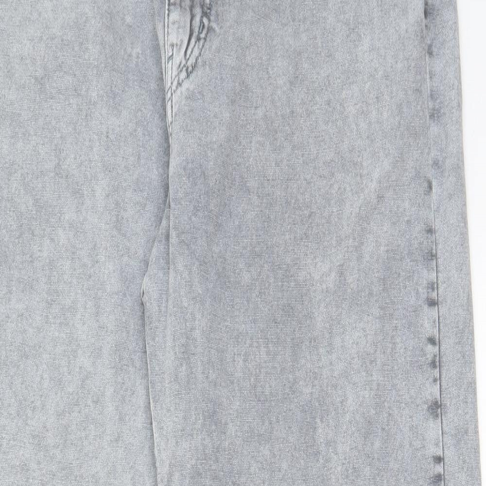Weekday Womens Grey Cotton Straight Jeans Size 32 in L30 in Regular Zip - Pockets