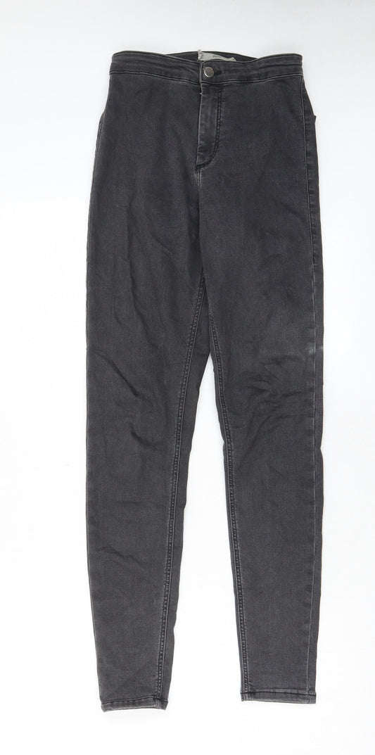 Topshop Womens Grey Cotton Skinny Jeans Size 28 in L34 in Regular Zip - Pockets