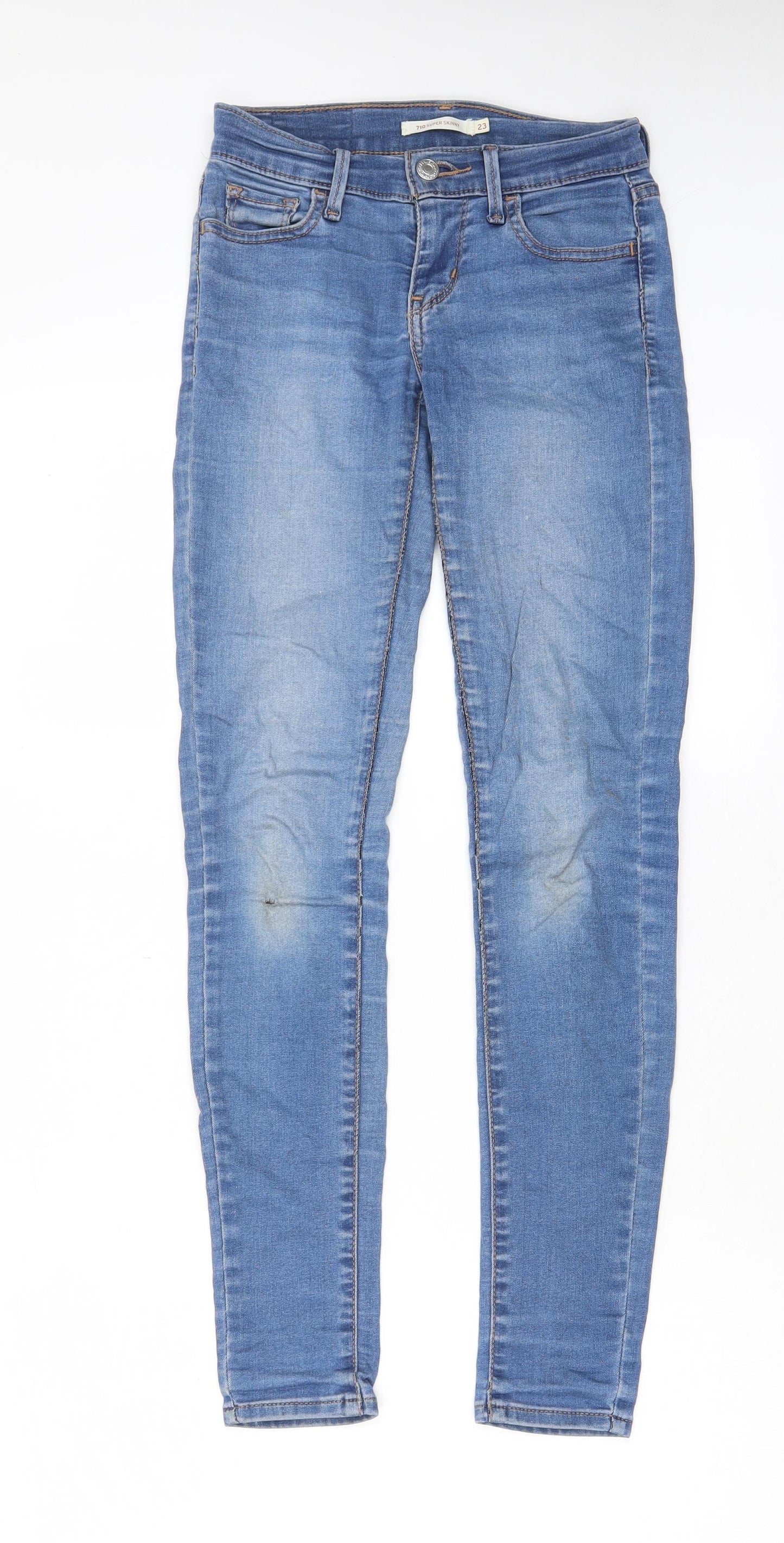 Levi's Womens Blue Cotton Skinny Jeans Size 23 in L28 in Regular Zip - Pockets, Logo