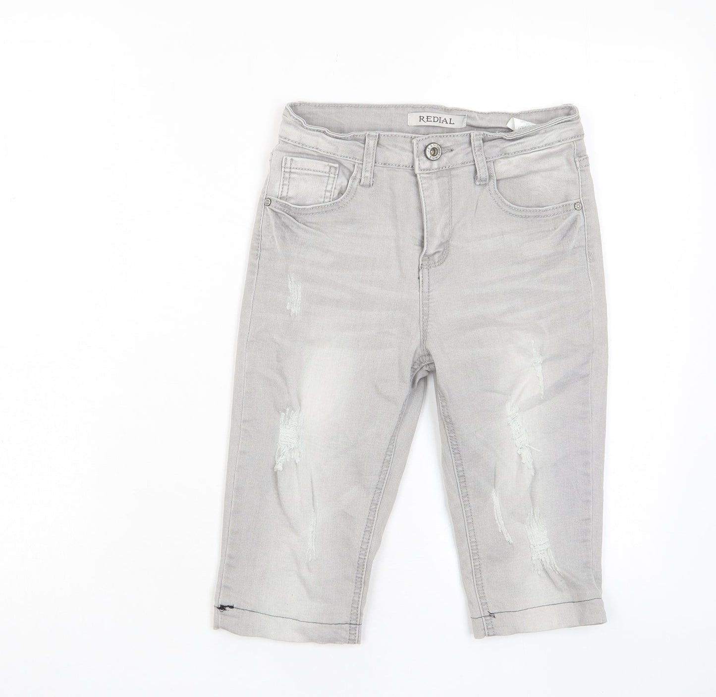 Redial Womens Grey Cotton Bermuda Shorts Size 6 L11 in Regular Zip - Pockets, Belt Loops