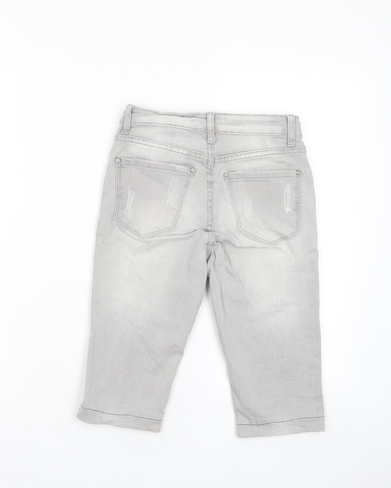Redial Womens Grey Cotton Bermuda Shorts Size 6 L11 in Regular Zip - Pockets, Belt Loops