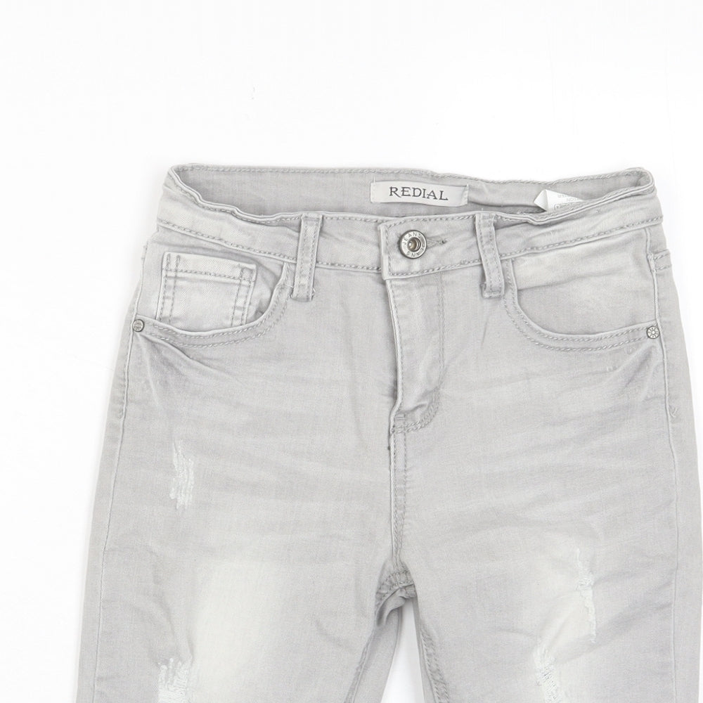 Redial Womens Grey Cotton Bermuda Shorts Size 6 L11 in Regular Zip - Pockets, Belt Loops