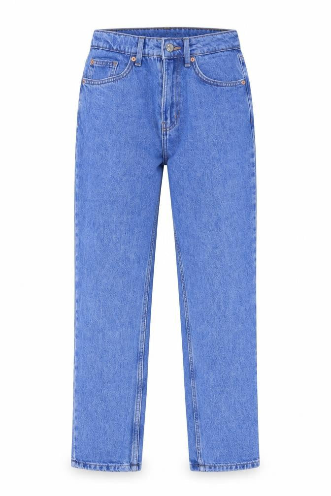 Denim & Co. Womens Blue Cotton Straight Jeans Size 8 L29 in Regular Zip - Pockets, Belt Loops