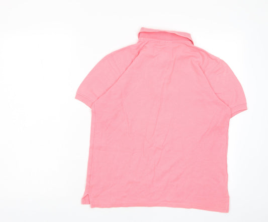 Tulchan Womens Pink Cotton Basic Polo Size S Collared - Logo, Embroided
