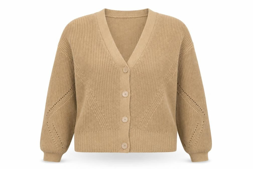 Marks and Spencer Womens Brown V-Neck Cotton Cardigan Jumper Size XL - Buttons