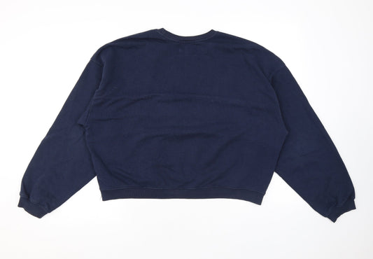 Pull&Bear Womens Blue Cotton Pullover Sweatshirt Size S Pullover