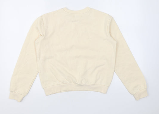 H&M Girls Beige Cotton Pullover Sweatshirt Size 10 Years Pullover - Pearls