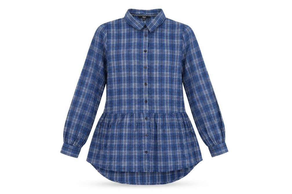 NEXT Womens Blue Plaid Cotton Basic Button-Up Size 10 Collared