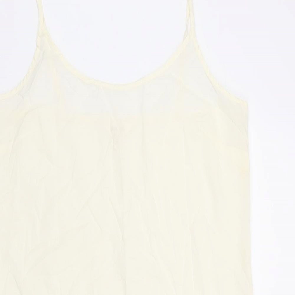 Per Una Womens Ivory Cotton Tank Dress Size 12 Scoop Neck Pullover