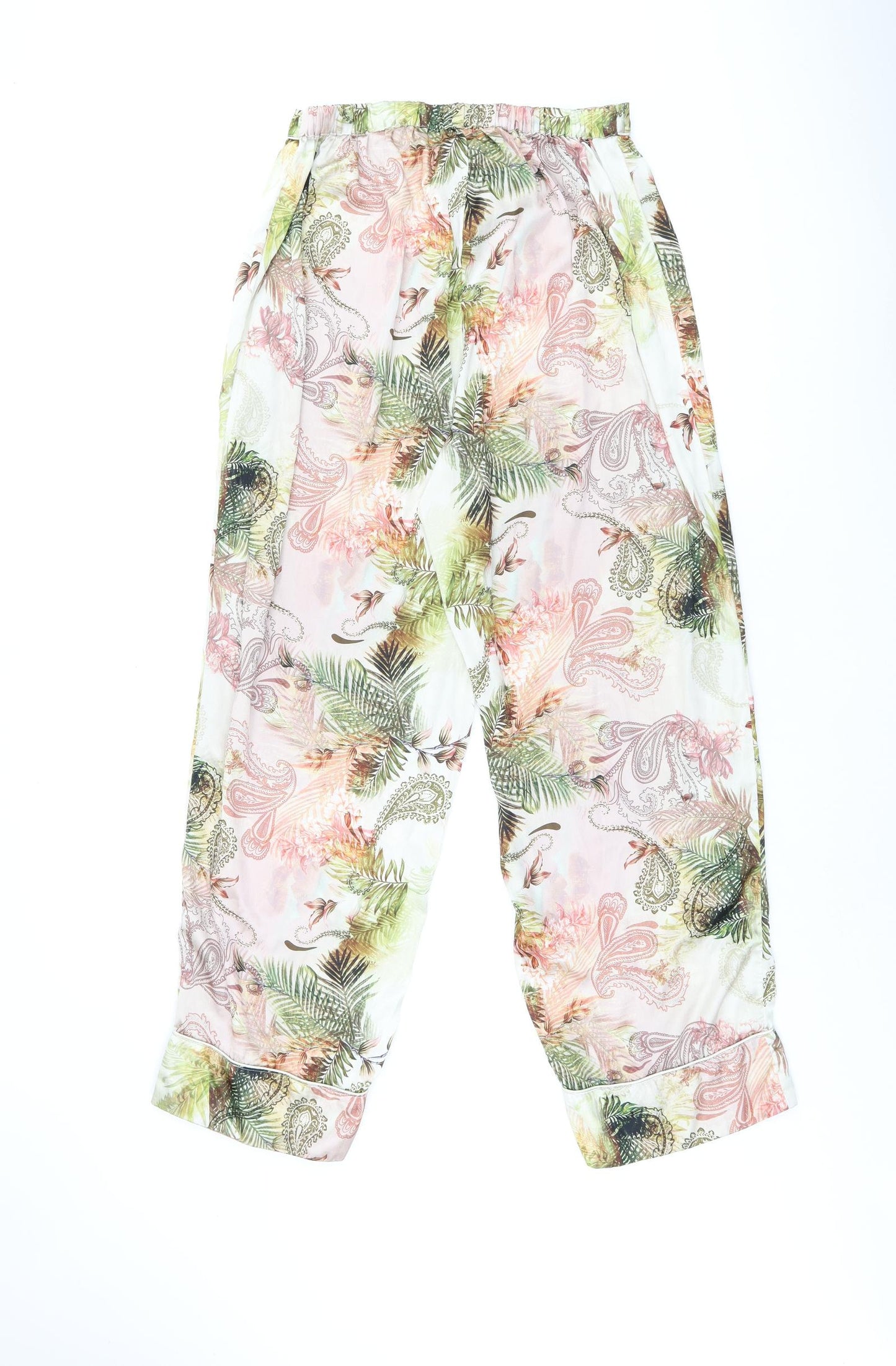 River Island Womens Multicoloured Floral Polyester Trousers Size L L30 in Regular Drawstring - Paisley and Leaf Print