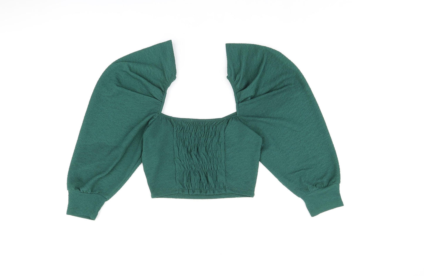 Pull&Bear Womens Green Polyester Cropped Blouse Size S Square Neck