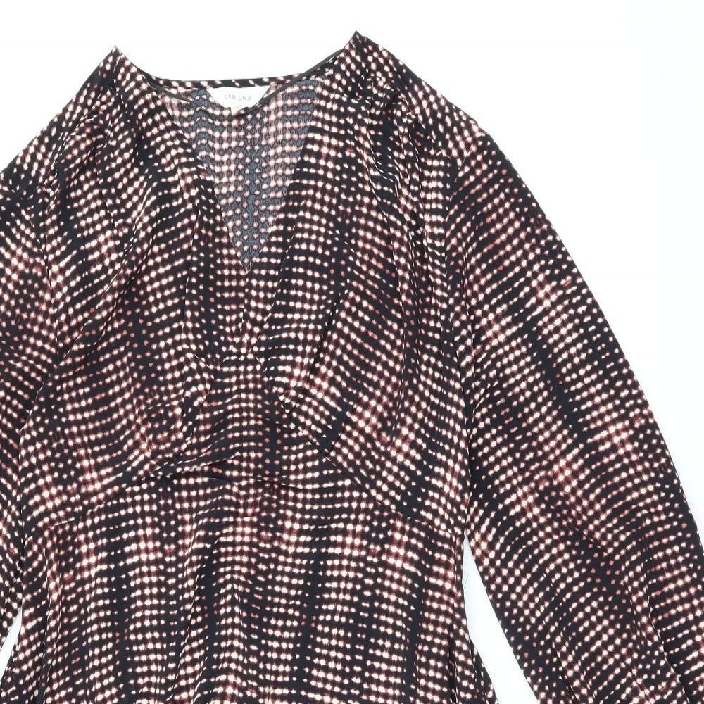 Per Una Womens Black Tie Dye Polyester Shift Size 12 V-Neck Pullover