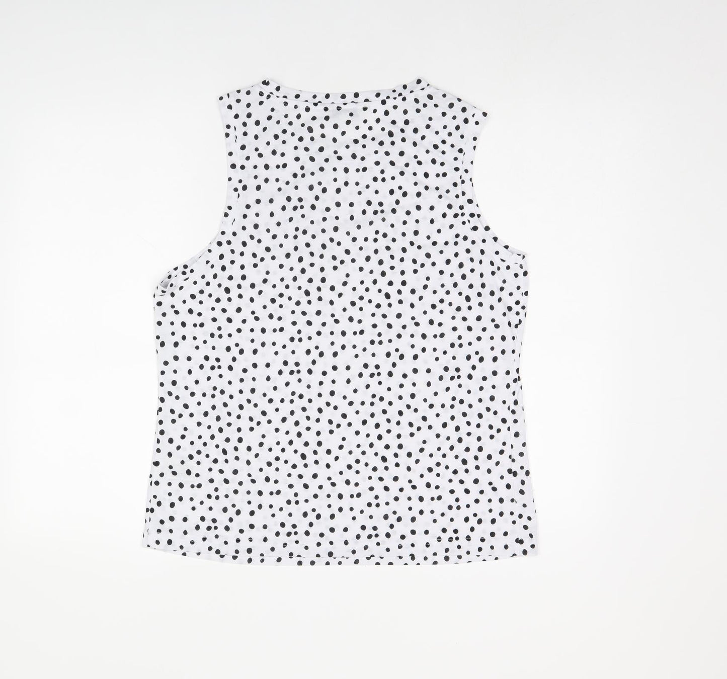 Marks and Spencer Womens White Polka Dot Polyester Basic Tank Size 10 Round Neck