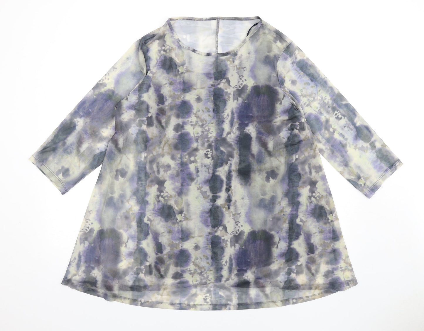 Yours Womens Blue Tie Dye Polyester A-Line Size 16 Round Neck Pullover