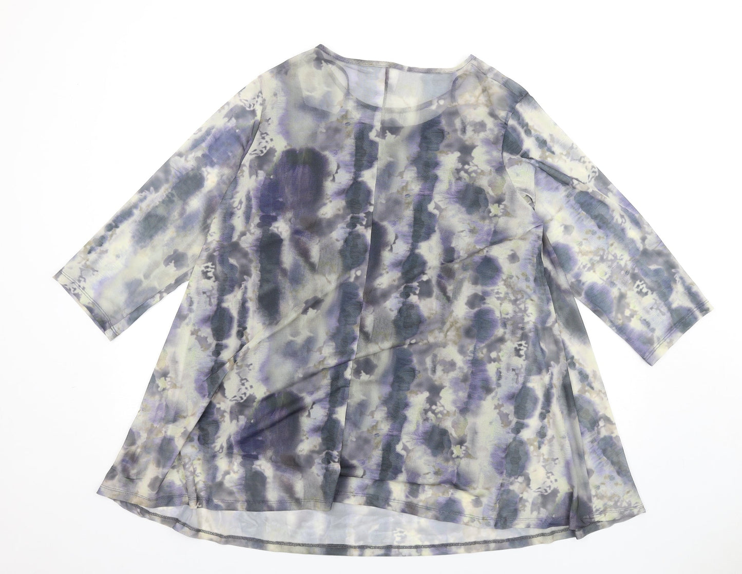 Yours Womens Blue Tie Dye Polyester A-Line Size 16 Round Neck Pullover