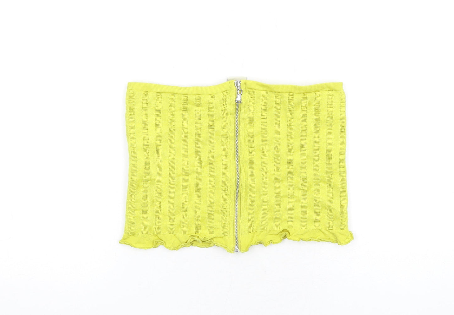 Urban Outfitters Womens Yellow Polyester Cropped T-Shirt Size L Square Neck