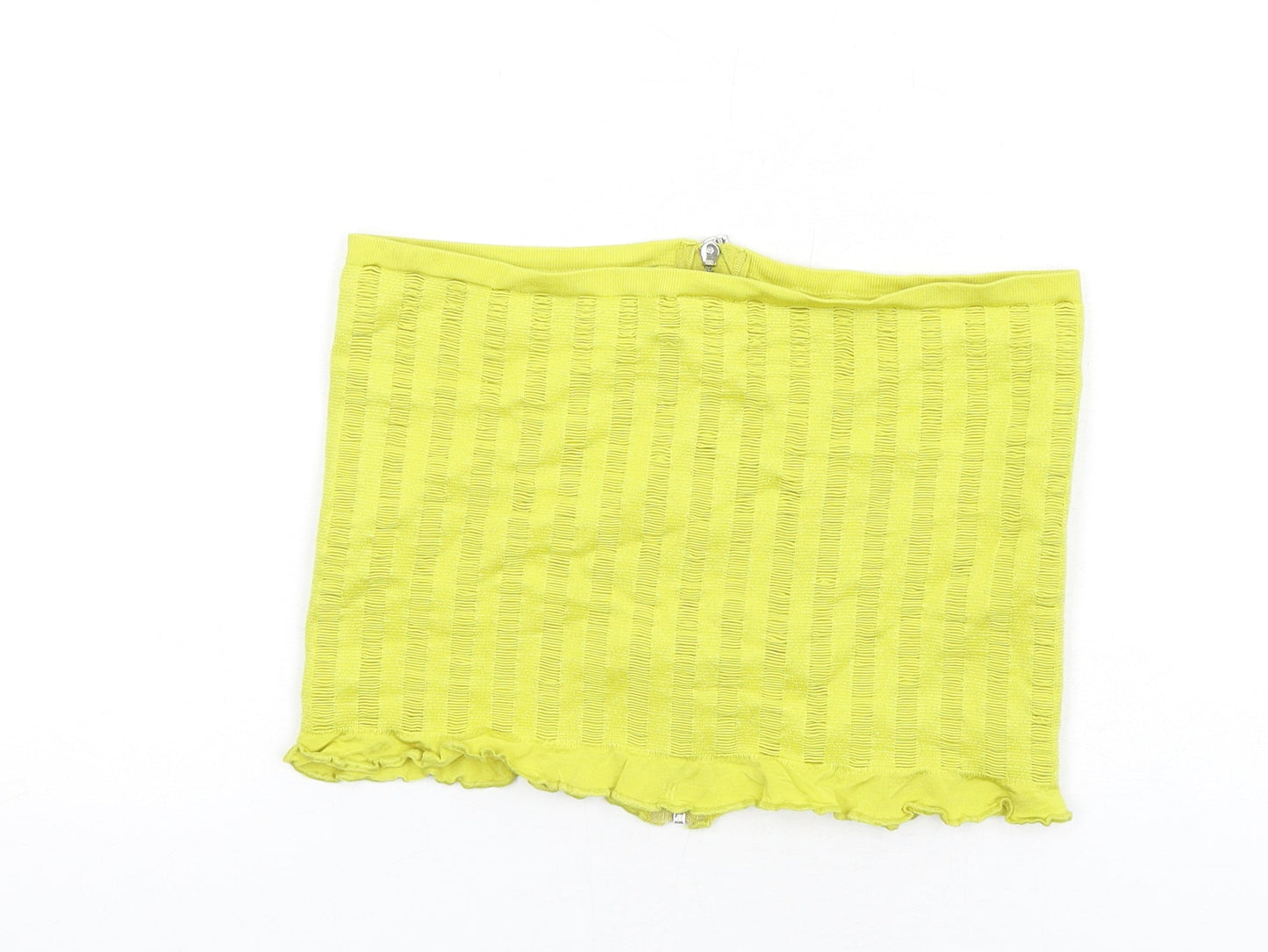 Urban Outfitters Womens Yellow Polyester Cropped T-Shirt Size L Square Neck